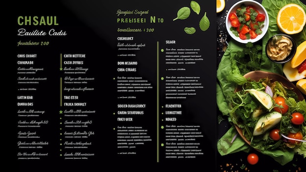 Foto um livro de menus de restaurantes para alimentos saudáveis