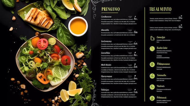 Foto um livro de menus de restaurantes para alimentos saudáveis