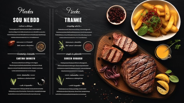 Um livro de menus de restaurantes para bifes