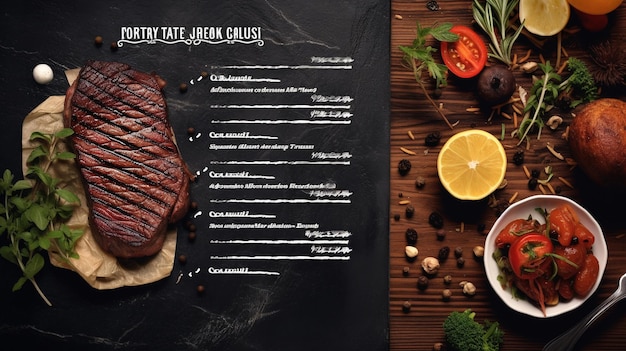 Foto um livro de menus de restaurantes para bifes