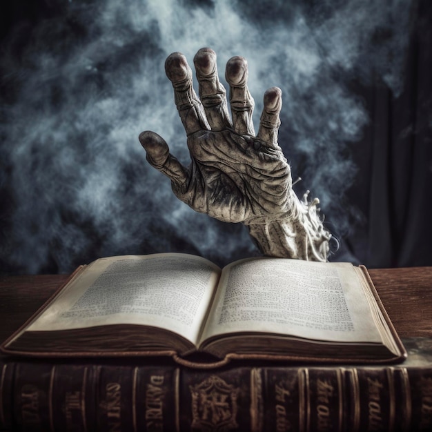 Um livro e a mão de um monstro