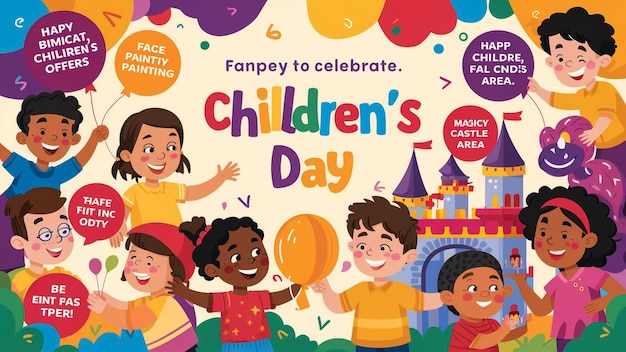 Um livro infantil intitulado Dia das Crianças para celebrar o aniversário