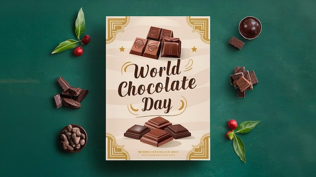 Um livro que diz " Dia Mundial do Chocolate ".