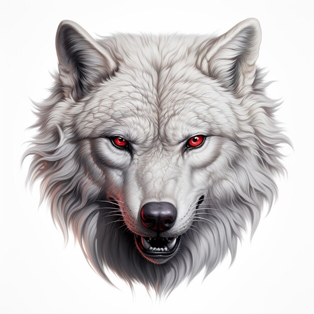 Um lobo branco humano faminto com sangue