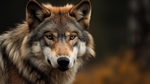 Um lobo com um fundo preto