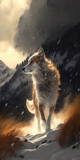 um lobo na neve por pessoa