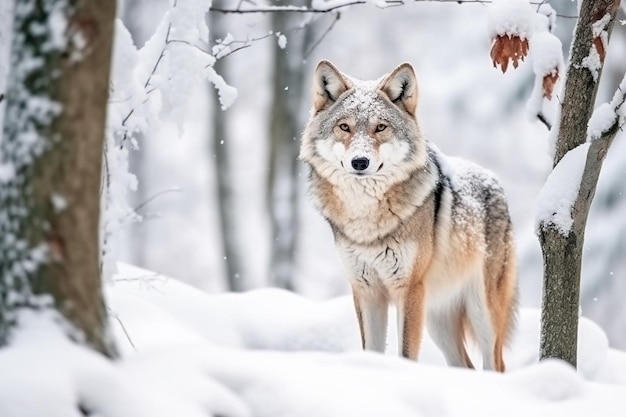 Um lobo na neve