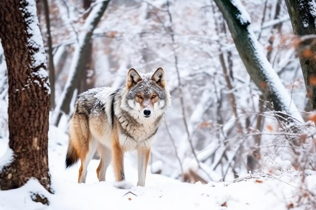 Um lobo na neve