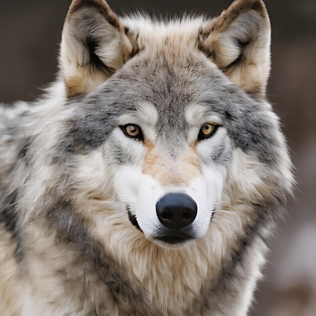 um lobo que tem um nariz preto e um nariz branco