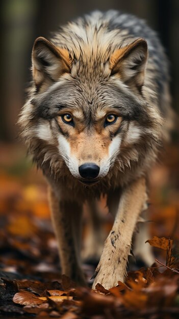 Um lobo Rudra com olhos castanhos fotografia profissional de retrato de vida selvagem com efeito bokeh