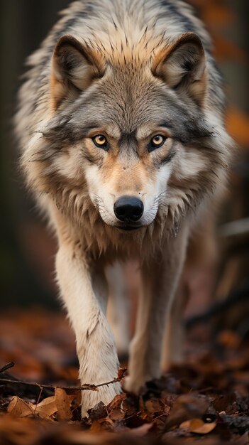 Um lobo Rudra com olhos castanhos fotografia profissional de retrato de vida selvagem com efeito bokeh