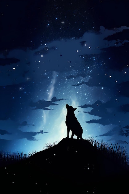 Um lobo uivando para as estrelas papéis de parede