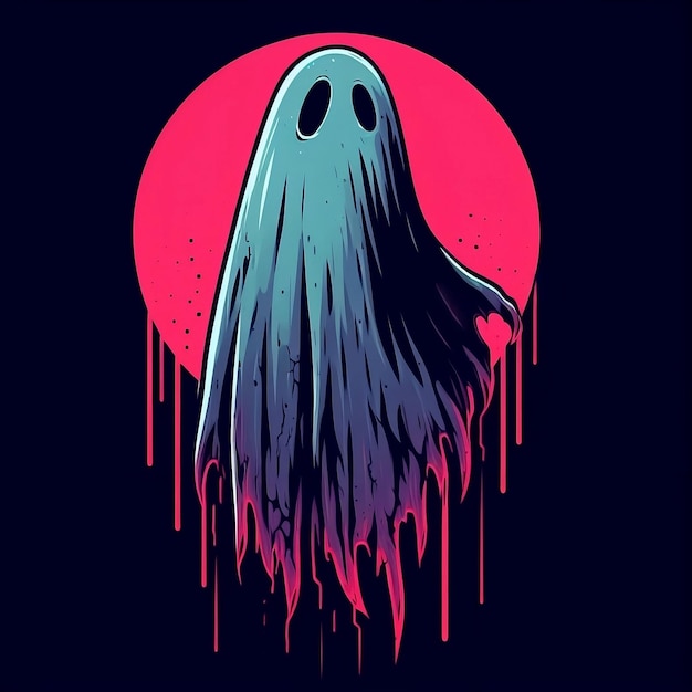 Um logotipo animado de um fantasma em um fundo escuro