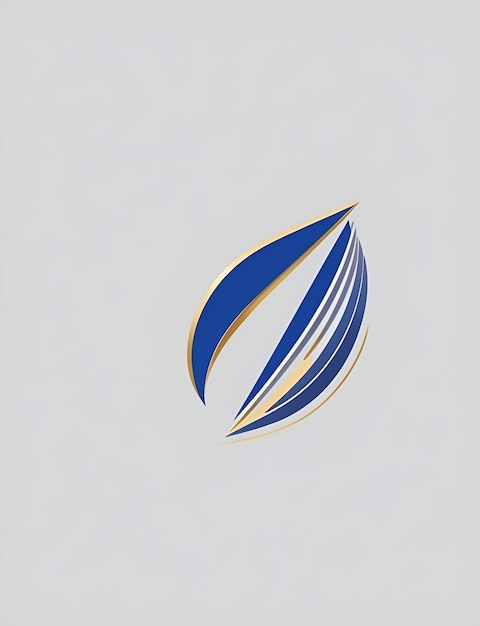 um logotipo azul e dourado com um design azul e branco