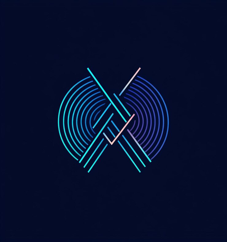 Foto um logotipo azul e verde com um símbolo que diz x