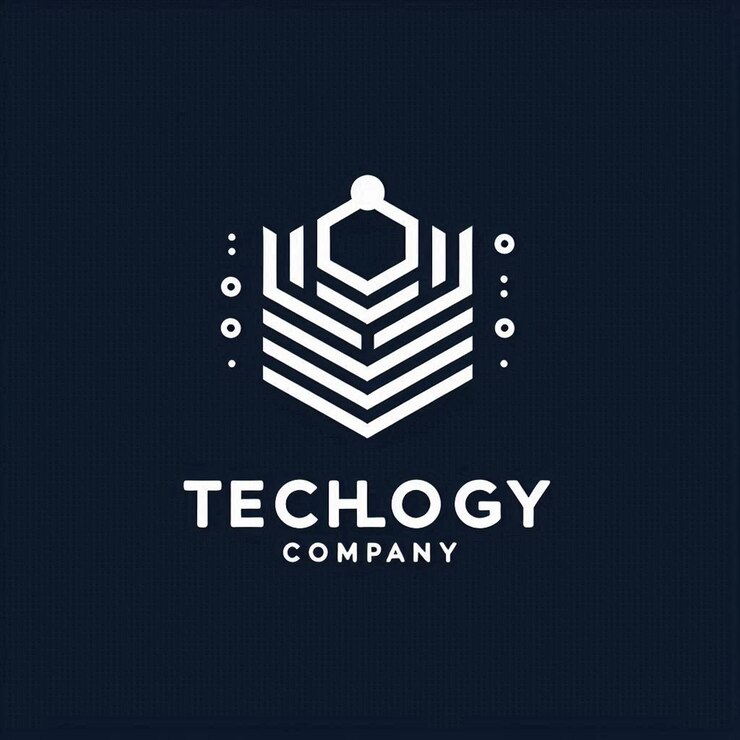 Foto um logotipo azul que diz empresa de tecnologia
