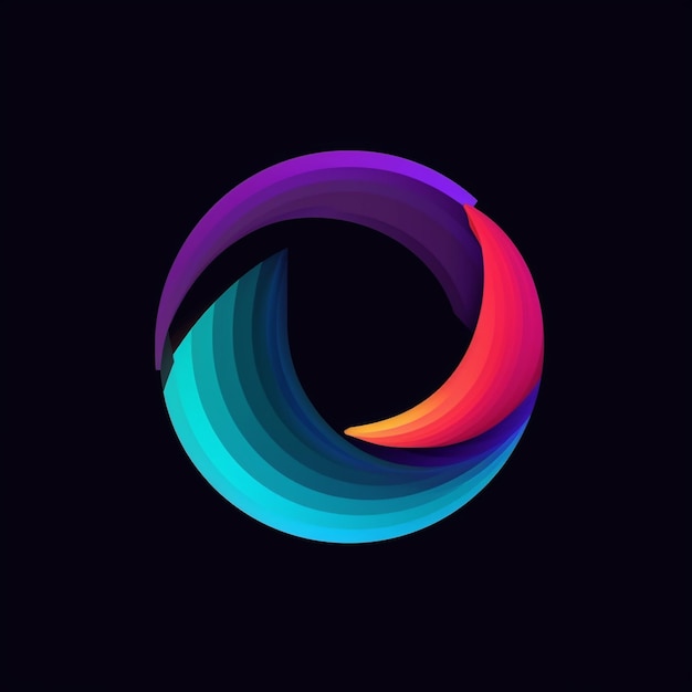 Um logotipo circular plano e multi design gradiente muito simples em fundo colorido