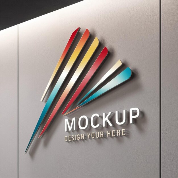 um logotipo colorido para o nome da empresa em uma parede