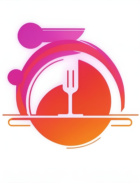 Foto um logotipo colorido para um garfo e um garfo.
