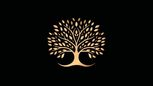 Um logotipo de árvore dourada em fundo preto