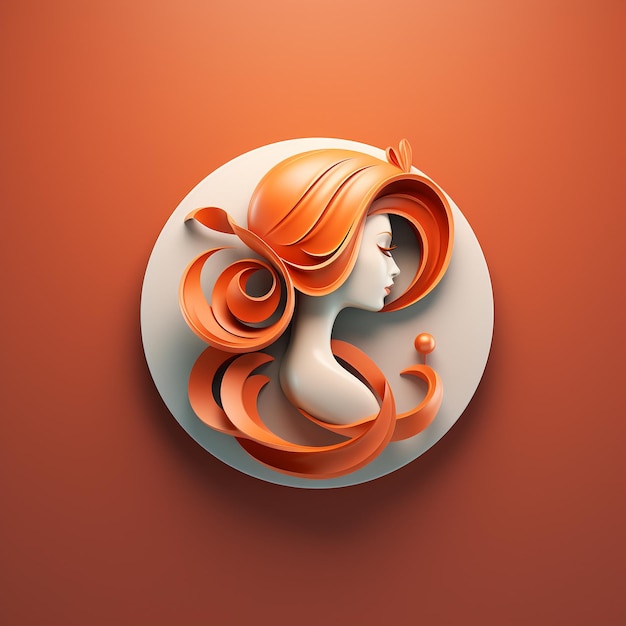 um logotipo de cabelo feminino 3D elegante