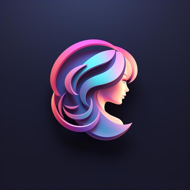 Foto um logotipo de cabelo feminino 3d elegante