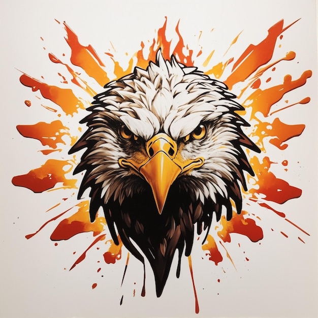 Um logotipo de mascote de cabeça de águia careca majestoso e colorido com design de respingo gerado por IA