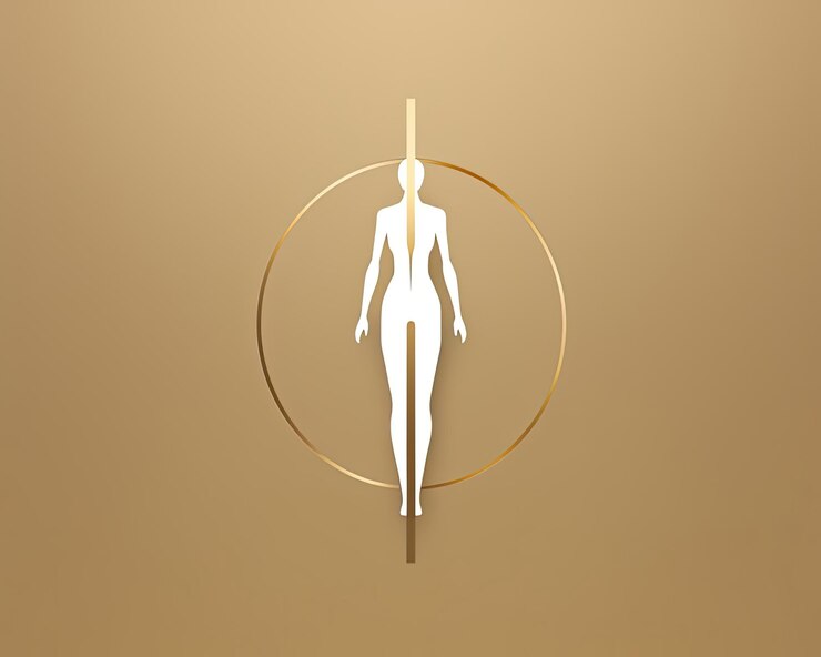 Foto um logotipo de pessoa humana de duas cordas com um fundo dourado e marrom