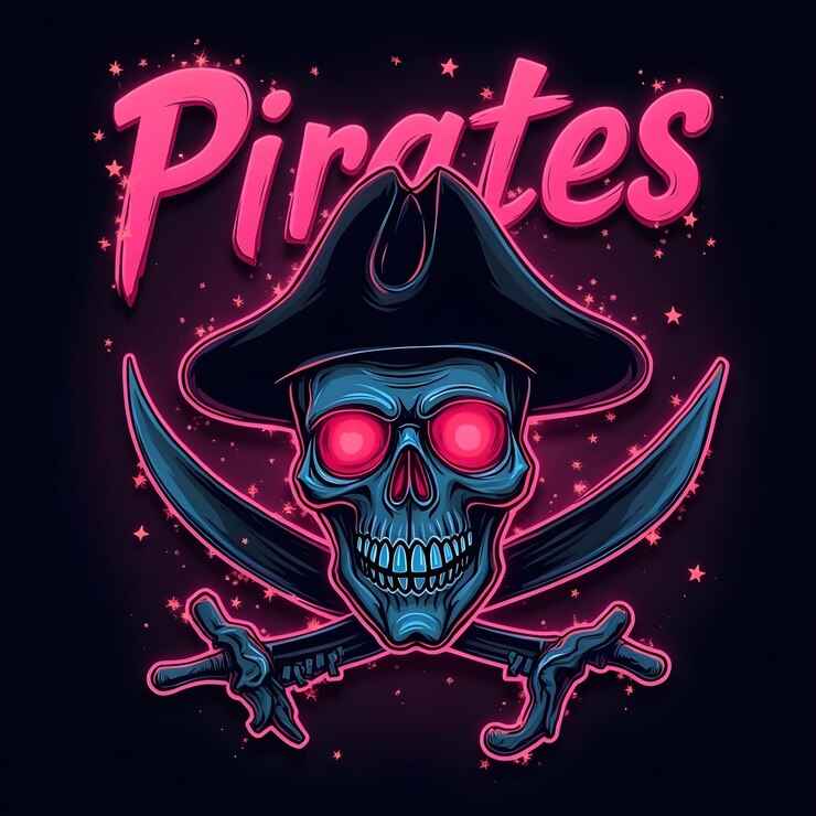 Foto um logotipo de pirata com um chapéu de pirata e um chapéu