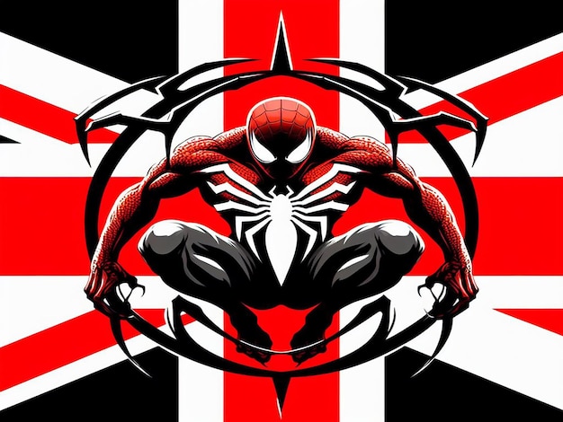 um logotipo do homem-aranha com um design de teia de aranha