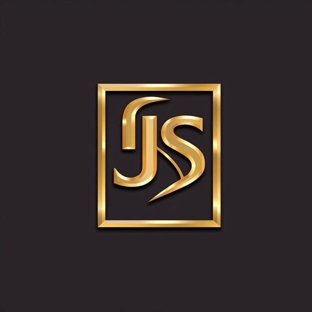 Foto um logotipo dourado com a letra js em um quadro quadrado generativo ai