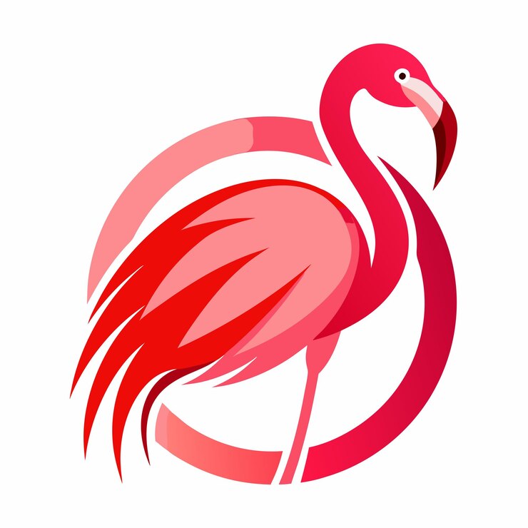 Foto um logotipo estilizado de uma representação de um flamingo rosa