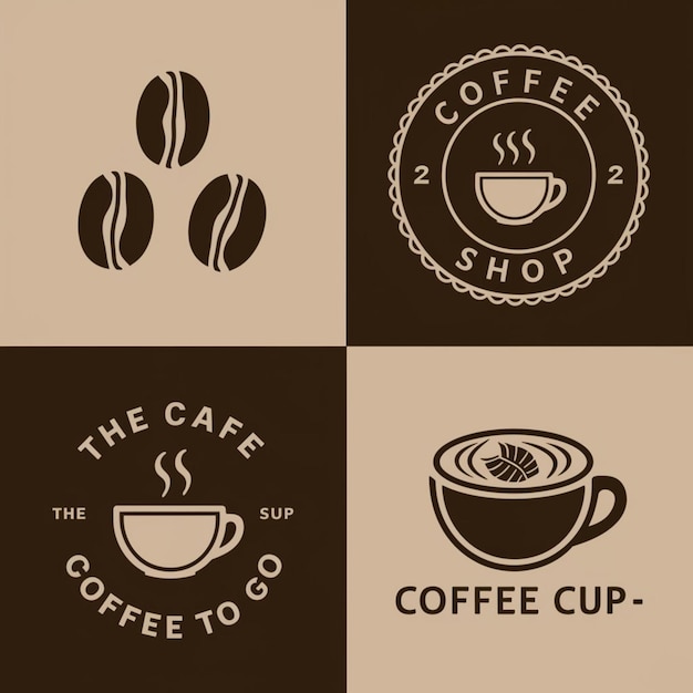um logotipo marrom e branco com uma cafeteria nele