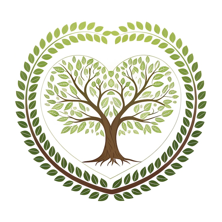 Foto um logotipo moderno elegante com uma única árvore com linhas nítidas limpas e uma borda circular
