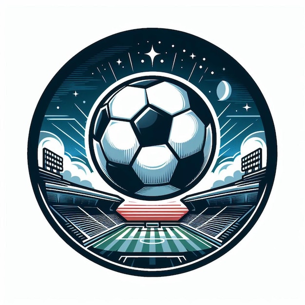 um logotipo para um jogo de futebol com uma bola de futeblol e um logotipo da equipe de futebal