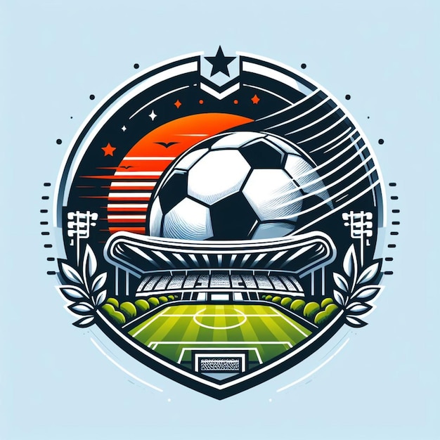 um logotipo para um jogo de futebol com uma bola de futeblol e um logotipo da equipe de futebal