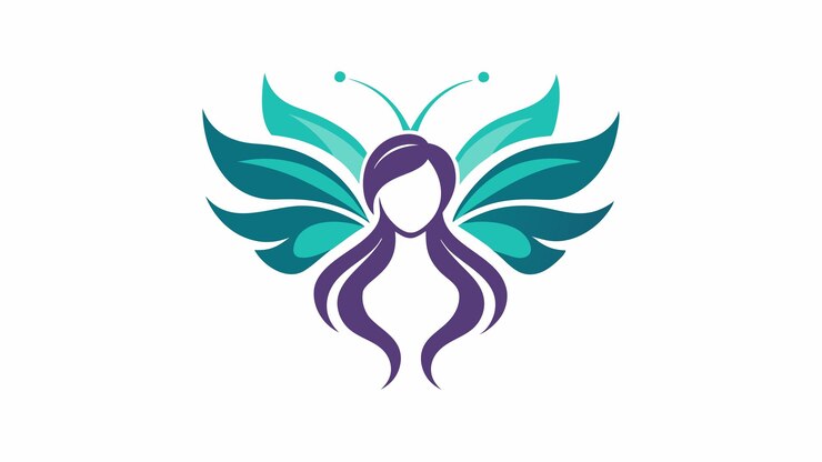 Foto um logotipo para uma mulher com uma flor roxa na cabeça
