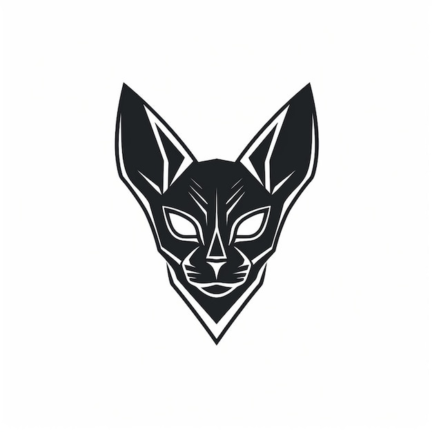 um logotipo preto e branco de um lobo com um rosto nele