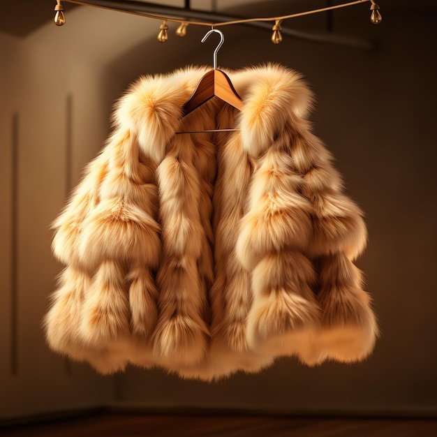 Um luxuoso casaco de pele feito da pele mais macia e quente em estilo simples e elegante