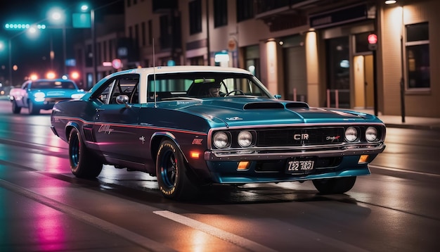 Um luxuoso muscle car americano vintage