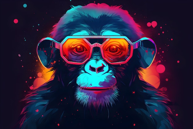 Um macaco com óculos de sol na cabeça
