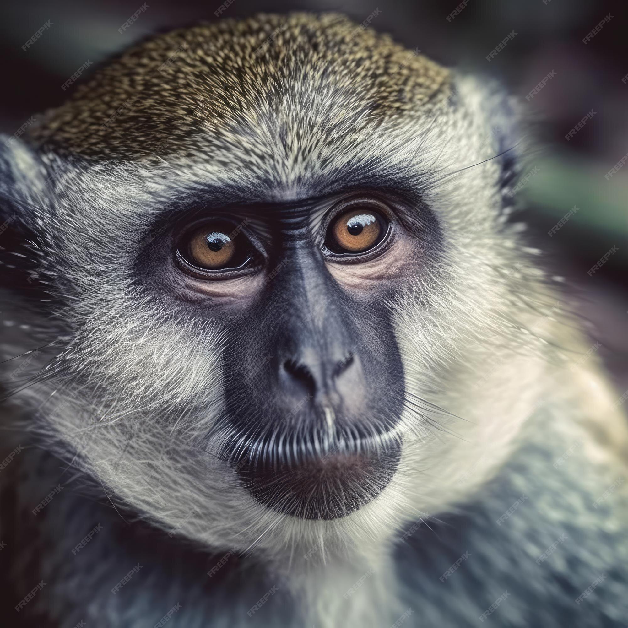 Fundo Jovem Macaco Preto Está Olhando Para A Câmera Fundo, Fotos