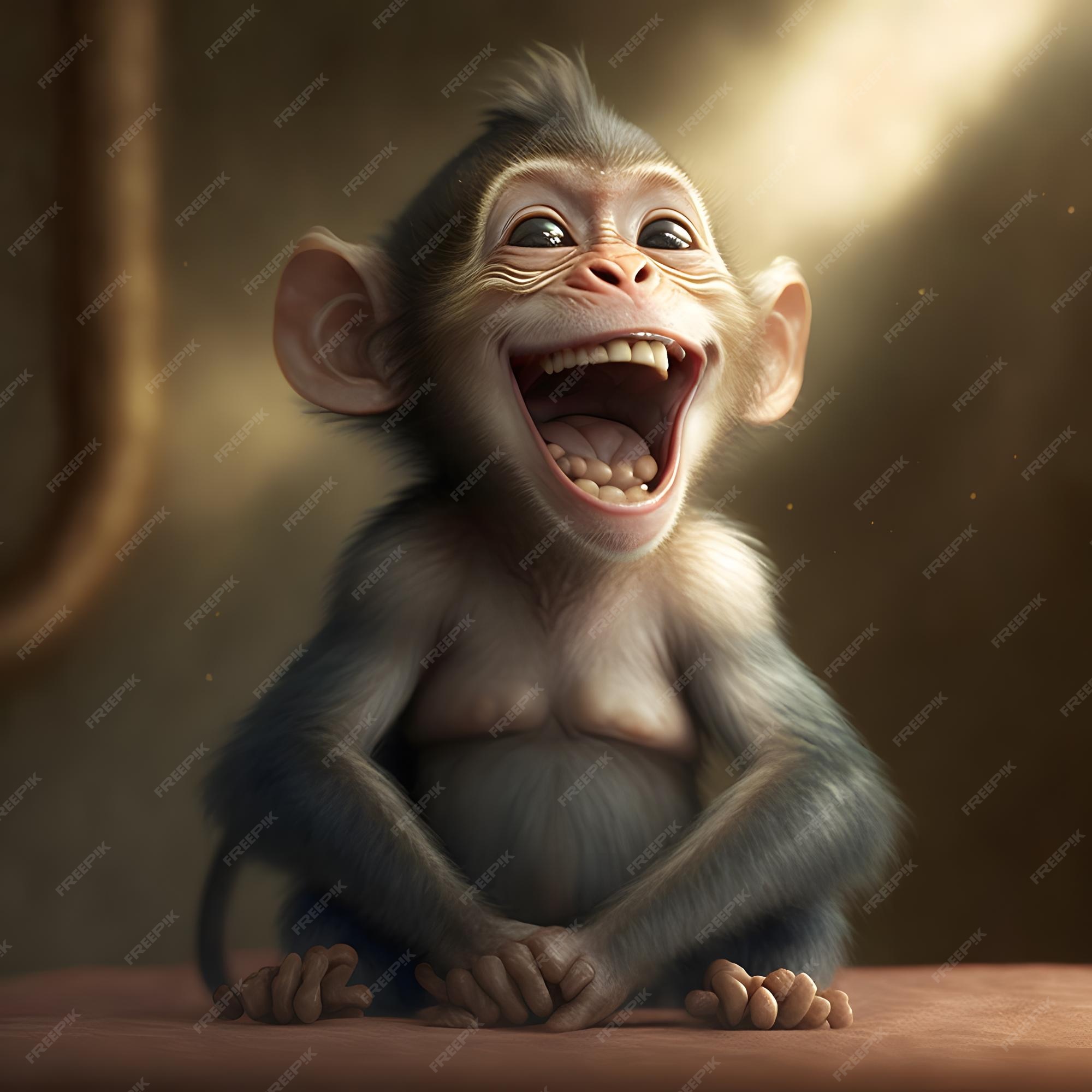 Desenho Macaco Com Sorriso Grande Apontando Dedo Sua Cabeça Ilustração  imagem vetorial de dero2010© 660518530