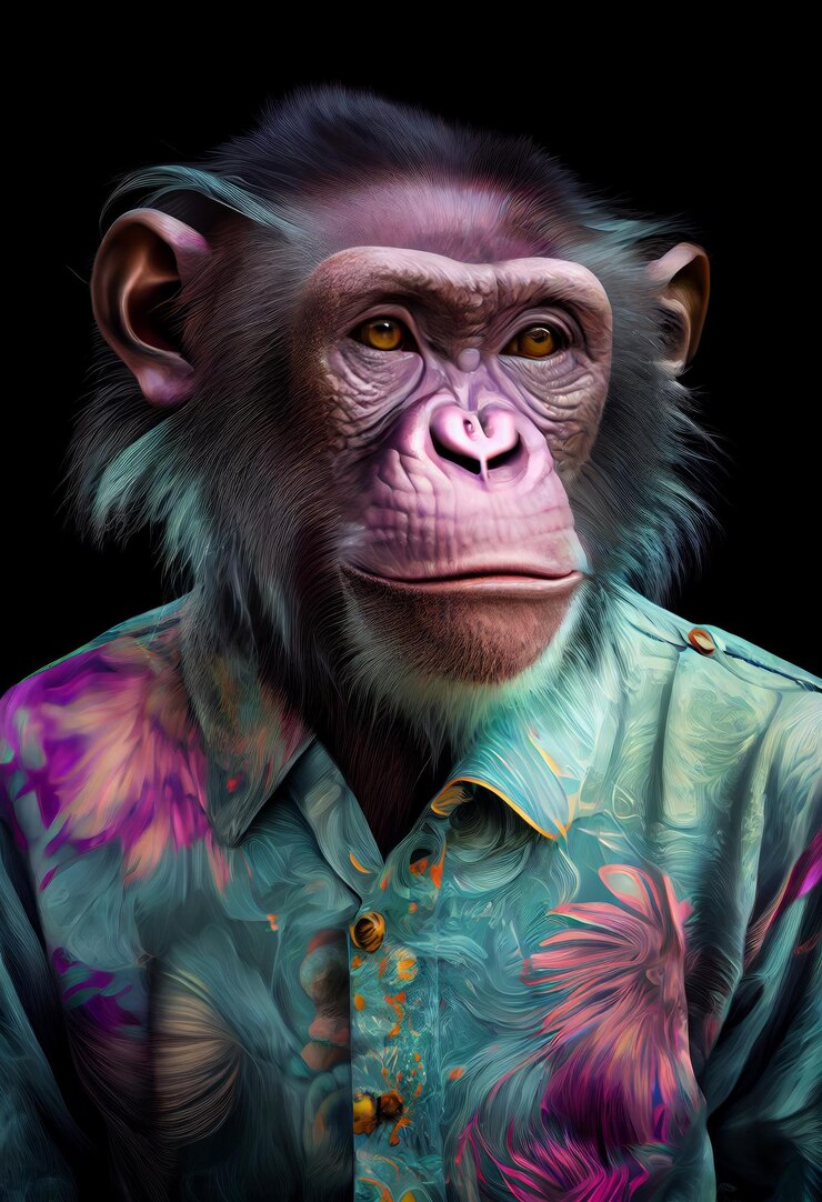 Foto um macaco com uma camisa que diz 'macaco' nela generative ai