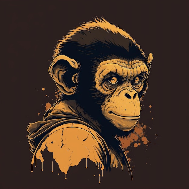 Um macaco com uma camisa que diz 'planeta dos macacos'