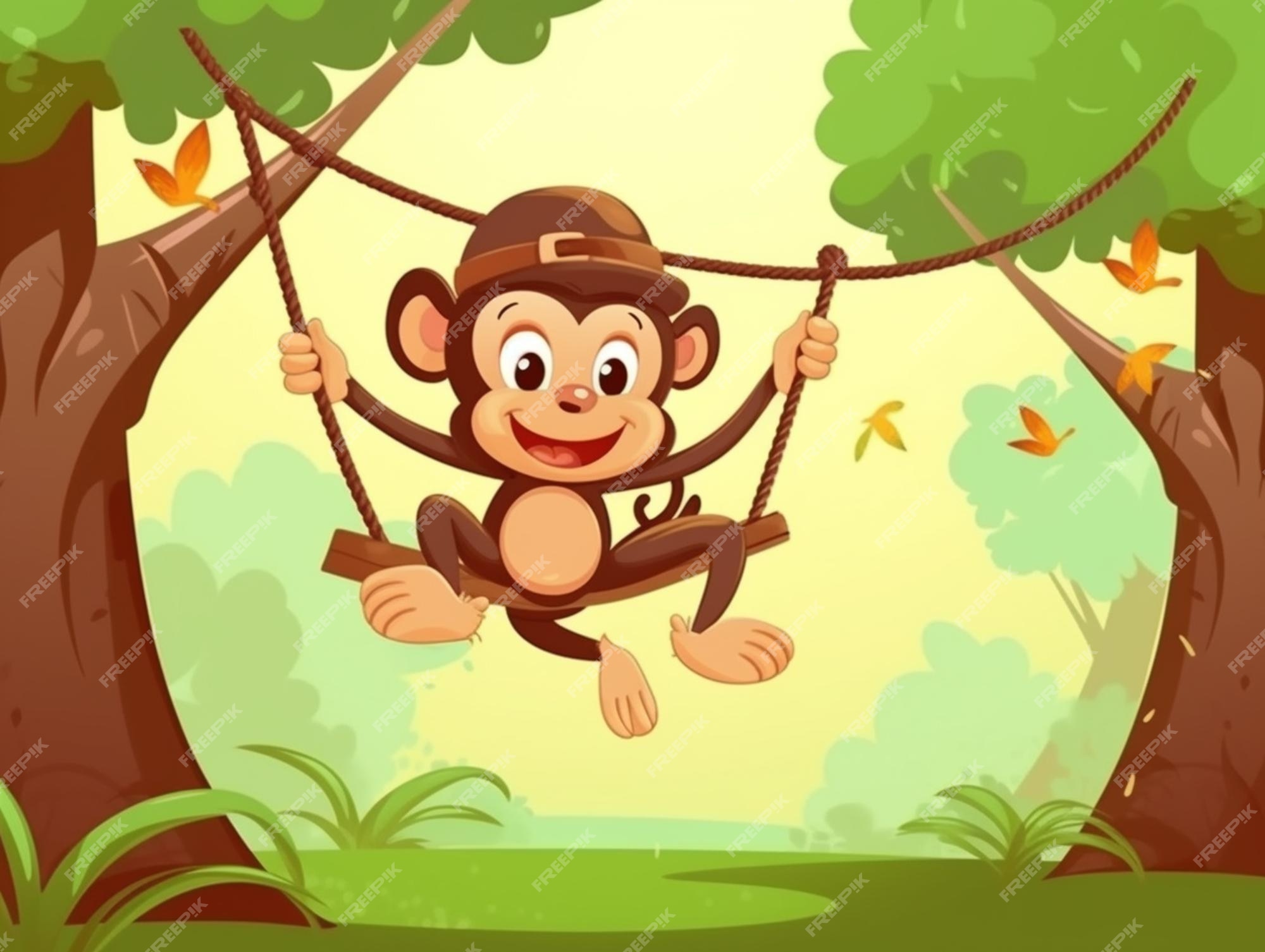 Design Plano, Selva, Macaco, Desenho Animado, Emblema, Ilustração Vetorial  Royalty Free SVG, Cliparts, Vetores, e Ilustrações Stock. Image 62293719