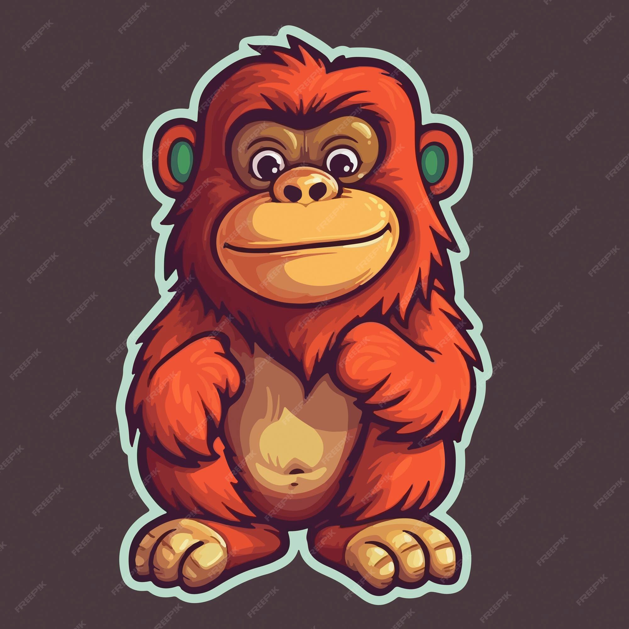 Desenho Animado Bonito Agachado Macaco Marrom Clipart PNG