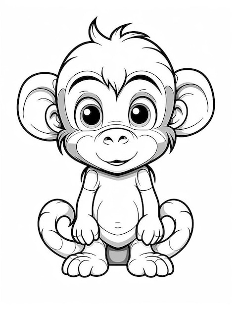 Um macaco de desenho animado sentado com os olhos abertos generative ai