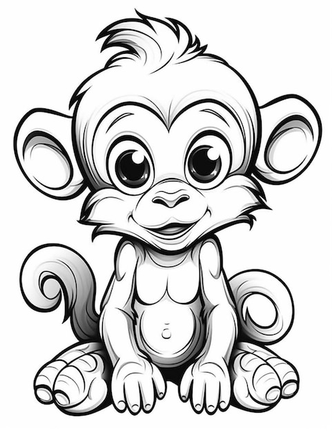 Um macaco de desenho animado sentado com os olhos abertos generative ai