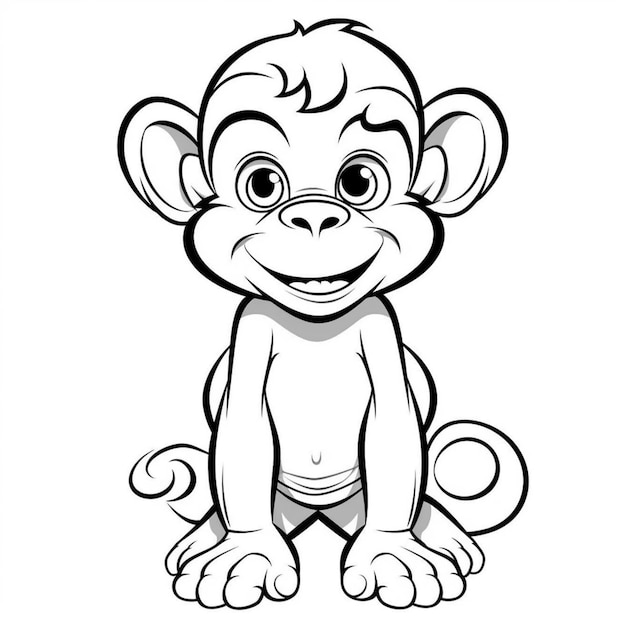 Um macaco de desenho animado sentado com os olhos abertos generative ai